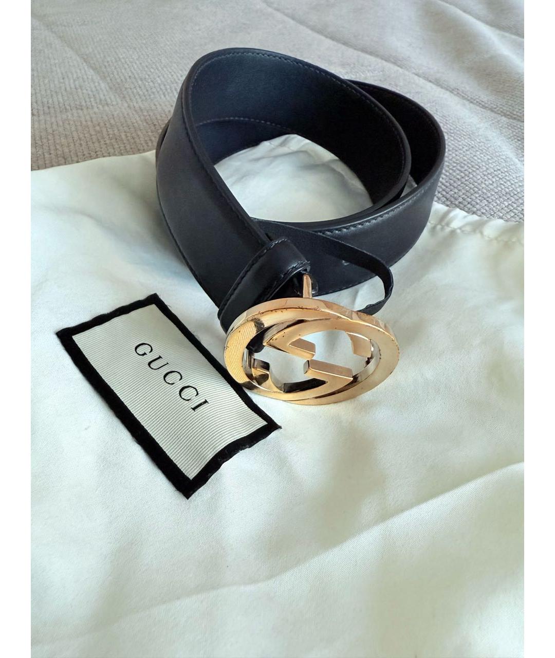 GUCCI Черный кожаный ремень, фото 5