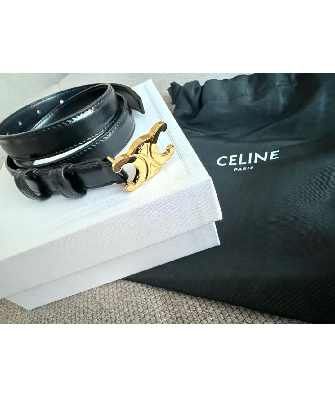 CELINE Черный кожаный ремень, фото 6