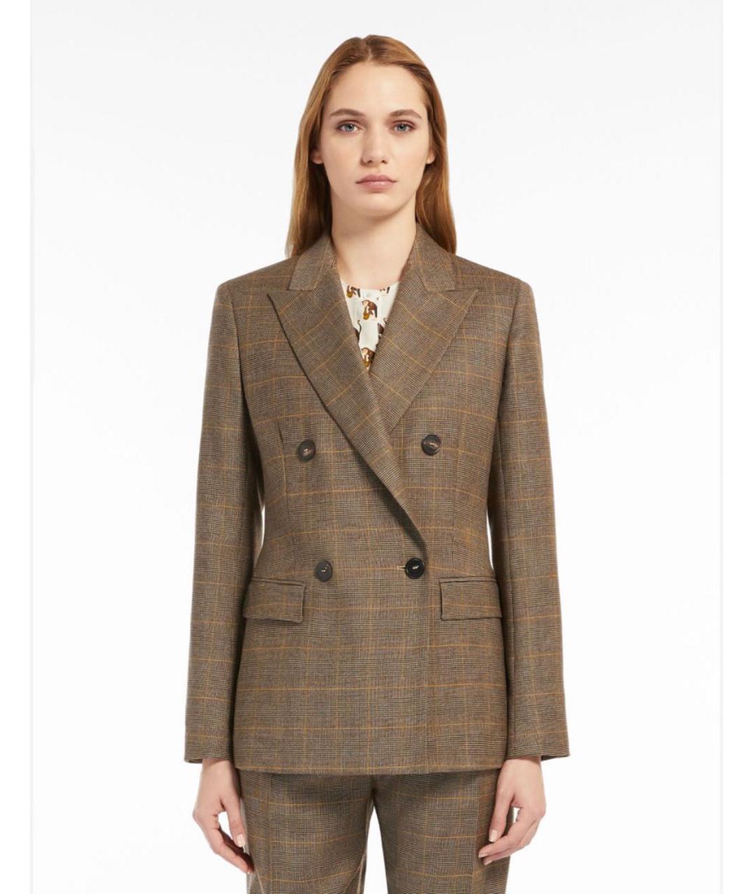 MAX MARA STUDIO Коричневый шерстяной жакет/пиджак, фото 7
