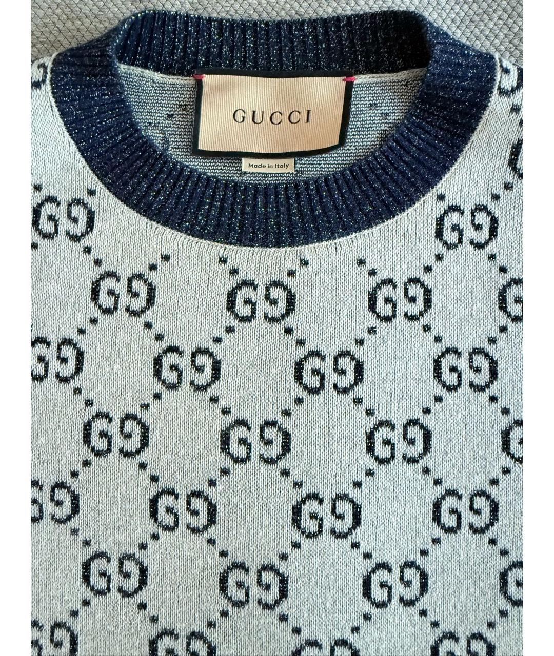 GUCCI Темно-синяя полиамидовая футболка, фото 3