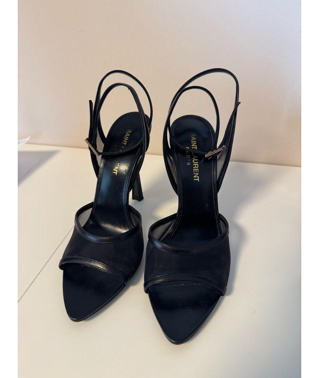 SAINT LAURENT Черные кожаные босоножки, фото 5