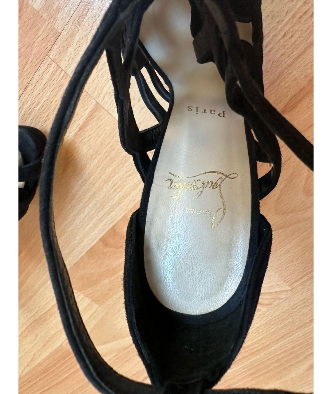 CHRISTIAN LOUBOUTIN Черные замшевые босоножки, фото 4