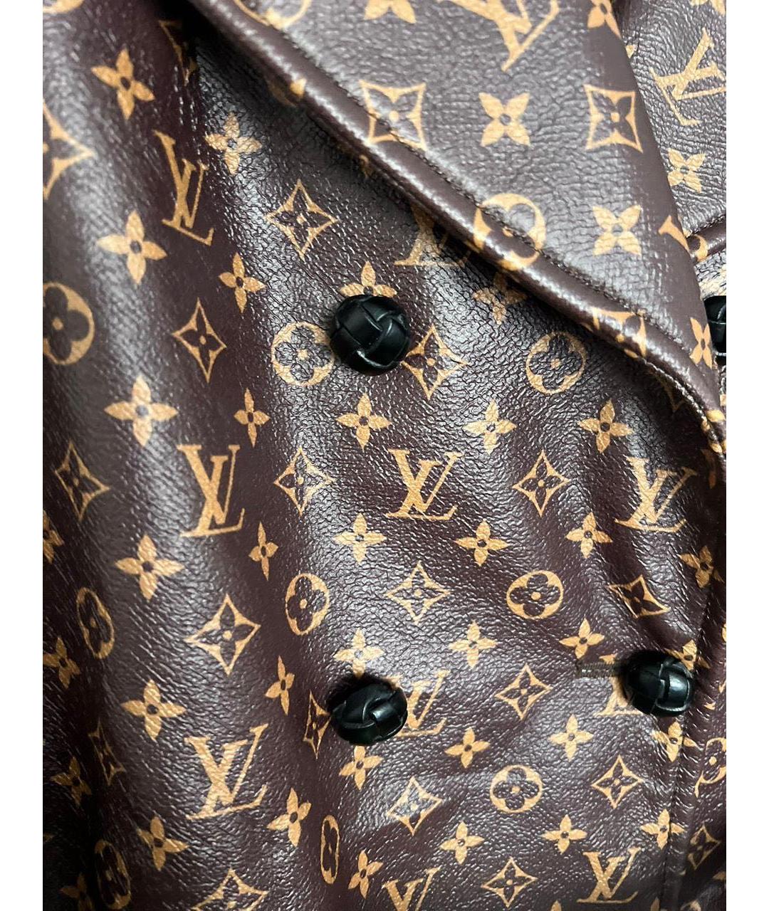 LOUIS VUITTON Коричневый кожаный тренч/плащ, фото 8