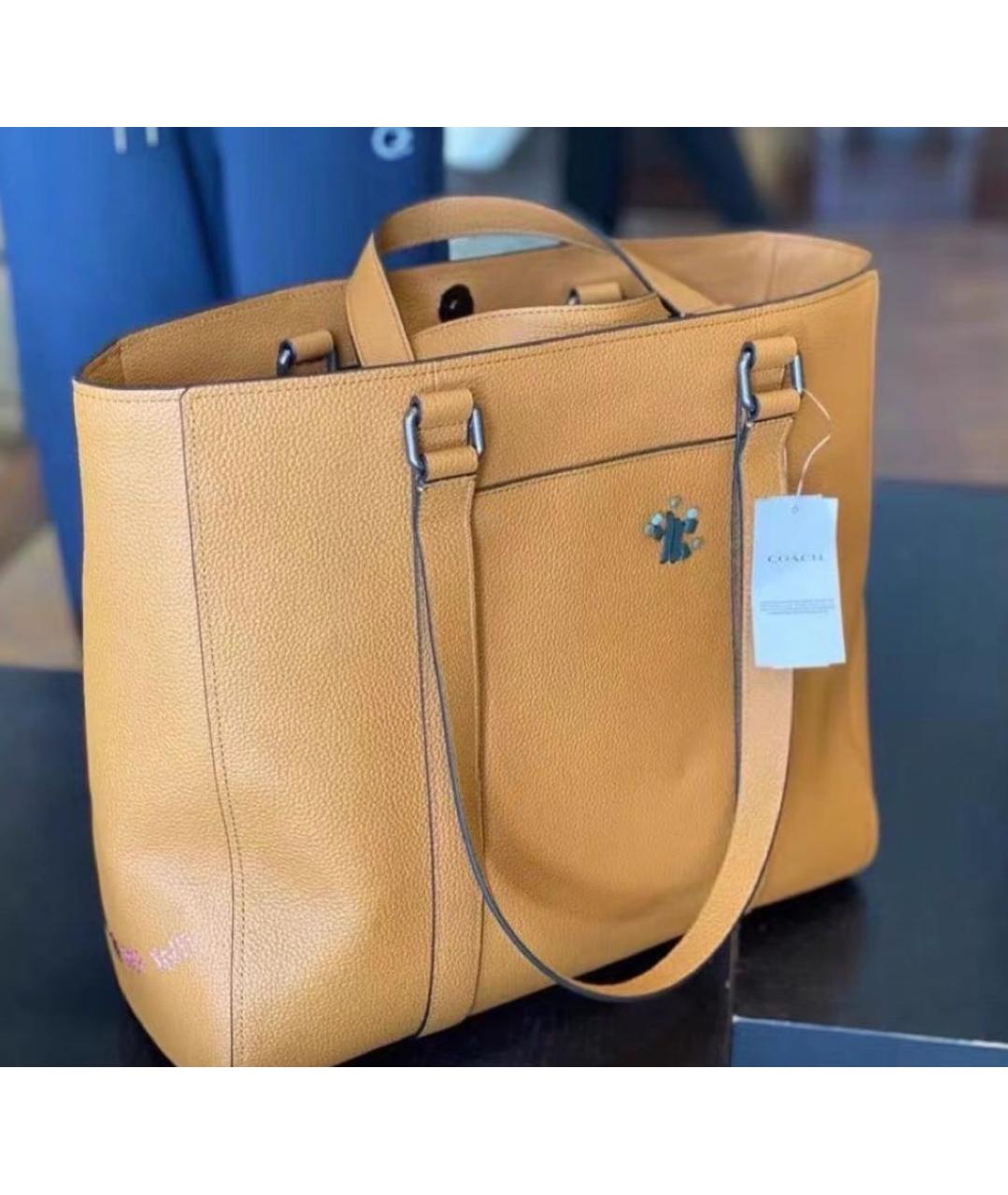COACH Коричневая кожаная сумка тоут, фото 5
