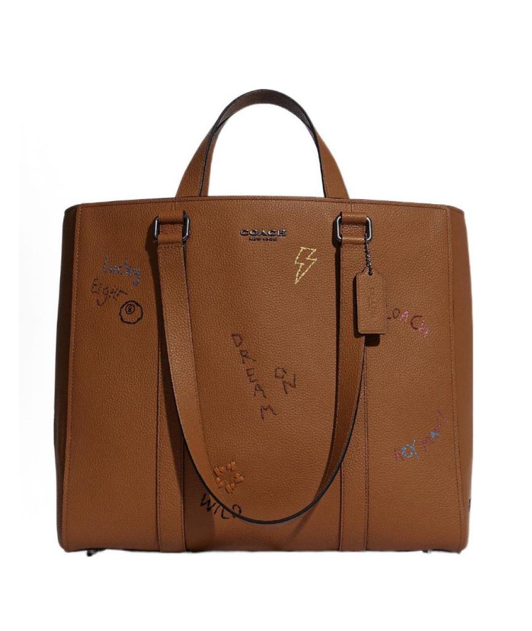 COACH Коричневая кожаная сумка тоут, фото 7
