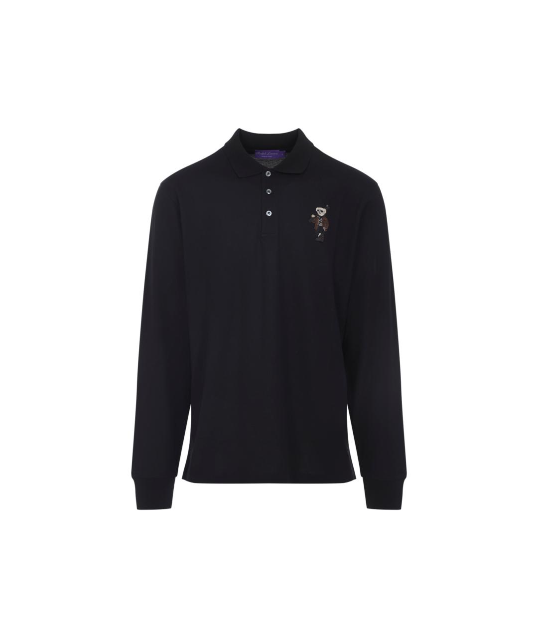 RALPH LAUREN PURPLE LABEL Черное хлопковое поло с длинным рукавом, фото 1