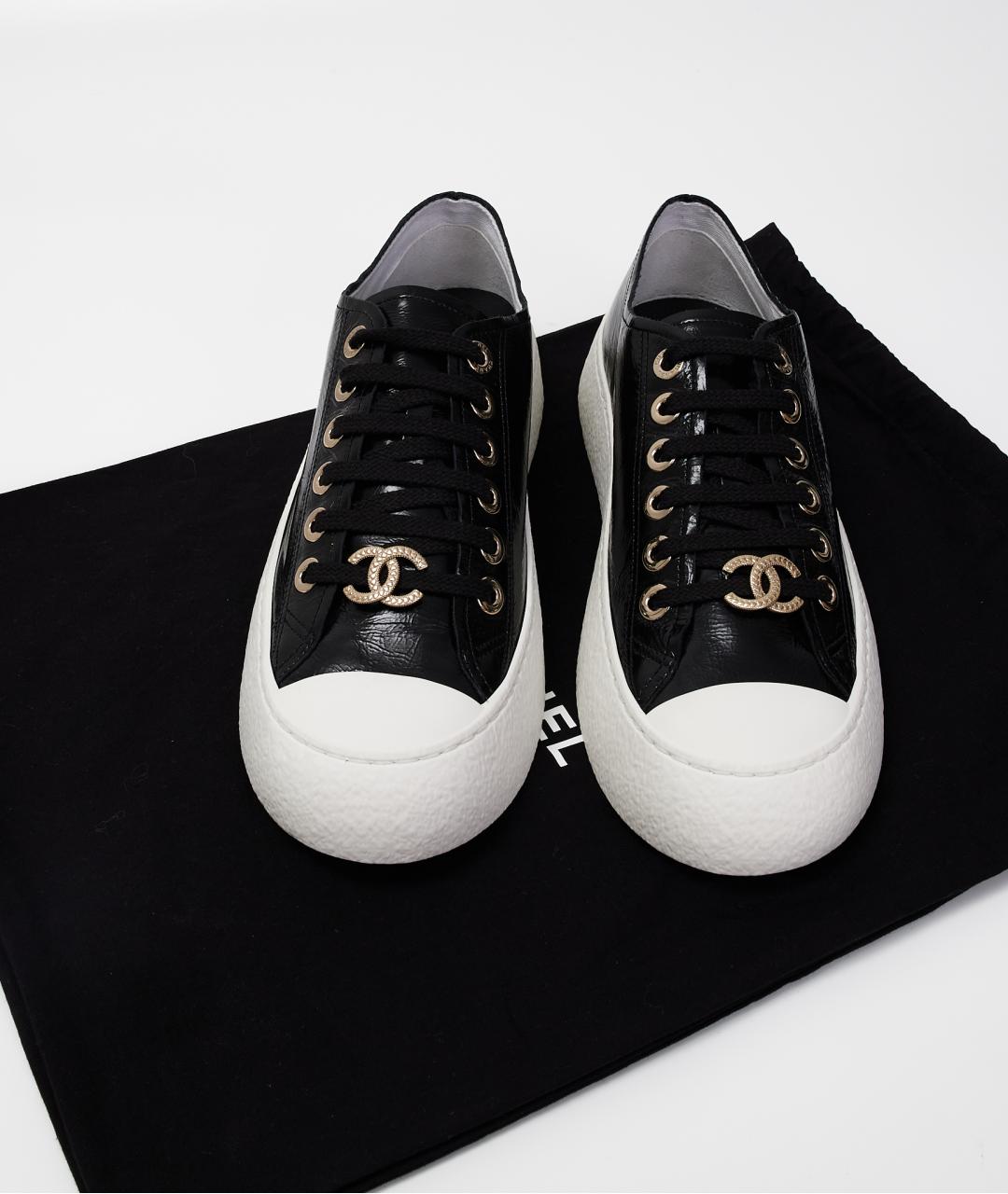 CHANEL Черные кожаные кеды, фото 6