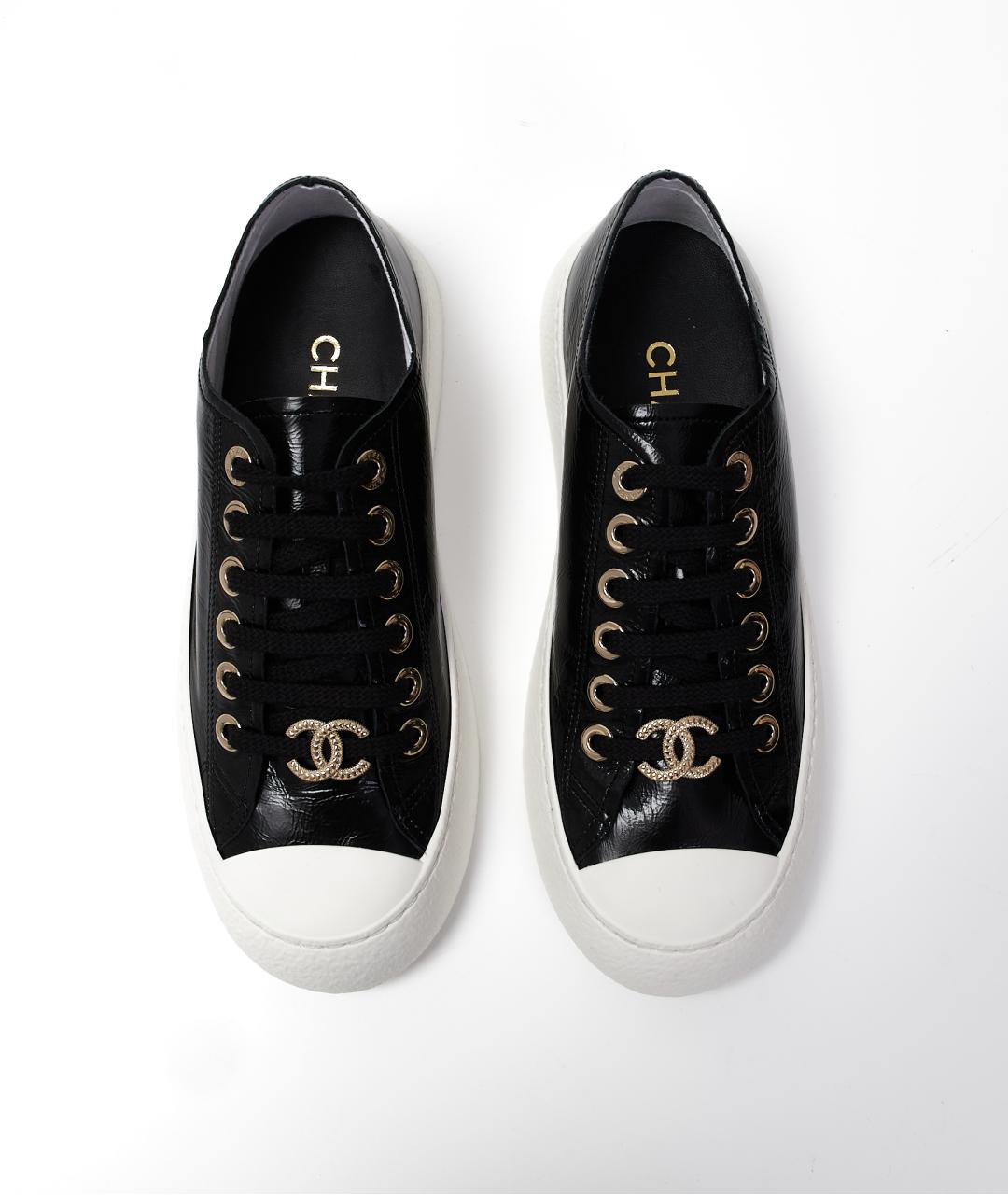 CHANEL Черные кожаные кеды, фото 3