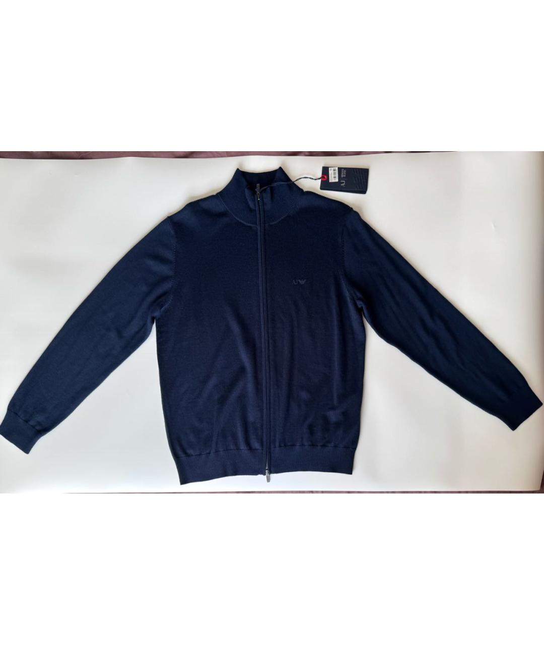 ARMANI JEANS Темно-синий шерстяной кардиган, фото 7
