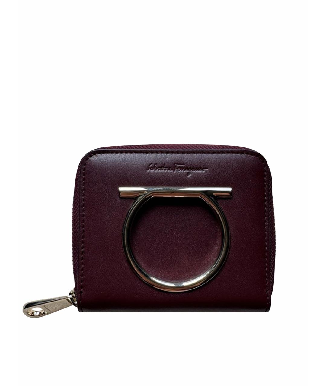 FERRAGAMO Бордовый кожаный кошелек, фото 1