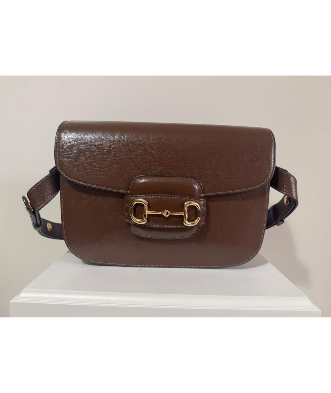 GUCCI Коричневая кожаная сумка тоут, фото 5
