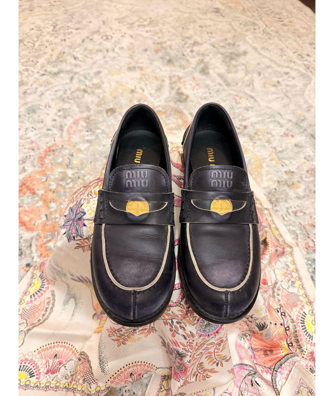 MIU MIU Черные кожаные лоферы, фото 2