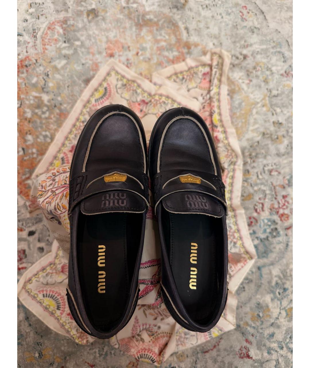 MIU MIU Черные кожаные лоферы, фото 3