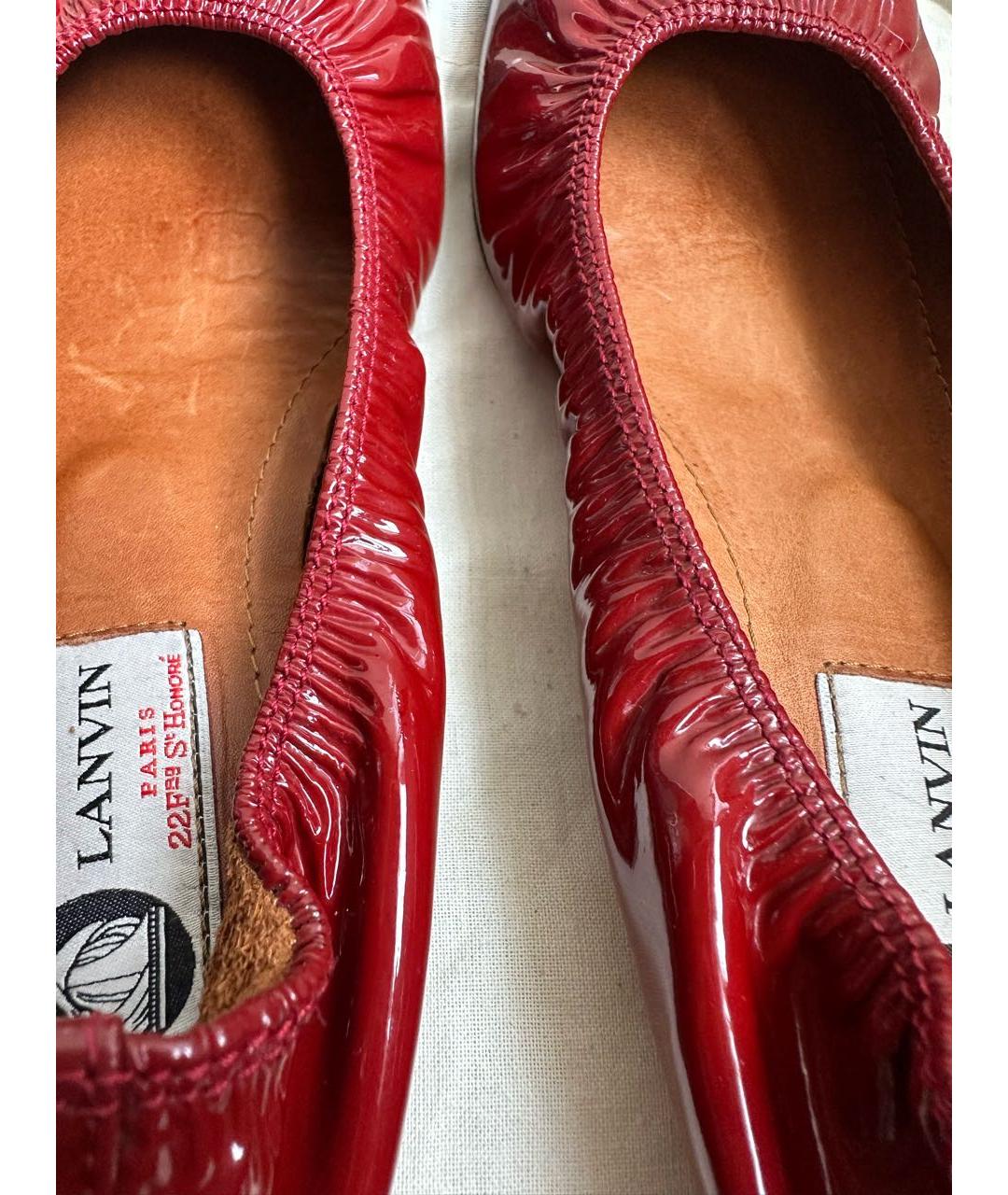 LANVIN Красные кожаные балетки, фото 5