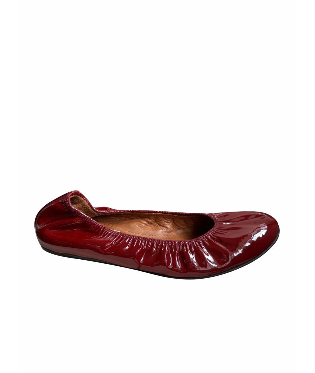 LANVIN Красные кожаные балетки, фото 1