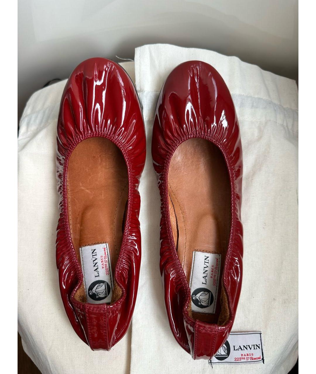 LANVIN Красные кожаные балетки, фото 3
