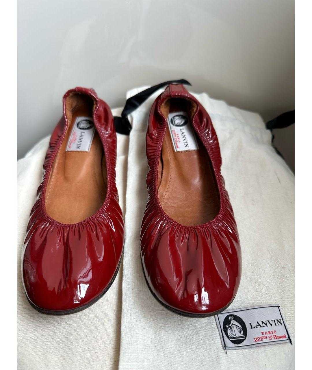 LANVIN Красные кожаные балетки, фото 2
