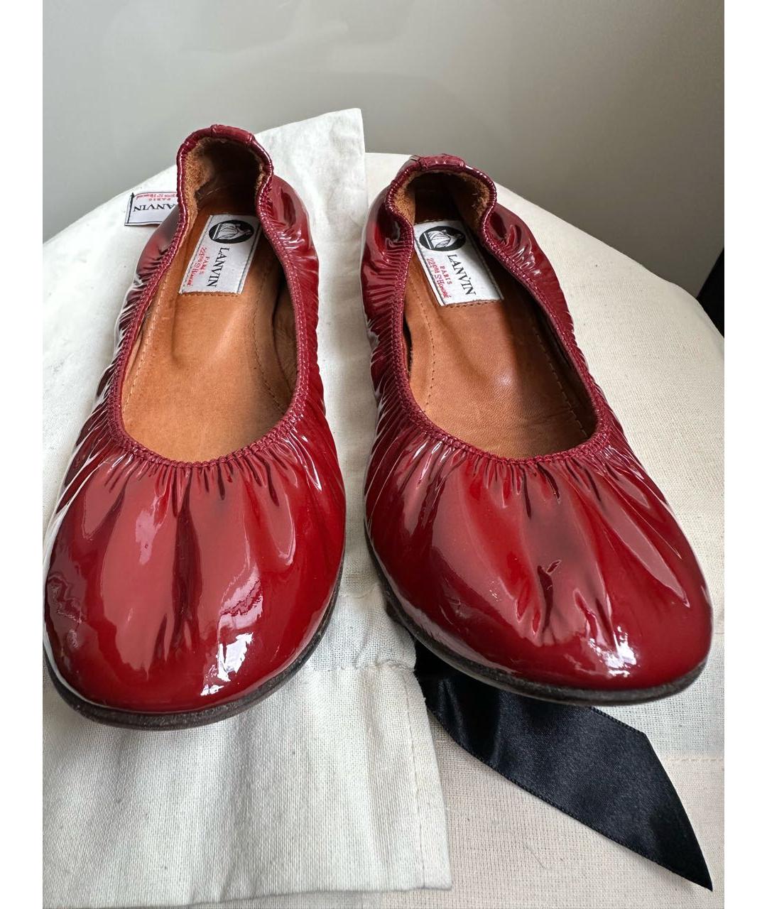 LANVIN Красные кожаные балетки, фото 8