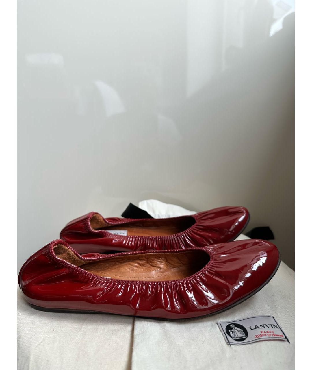 LANVIN Красные кожаные балетки, фото 9