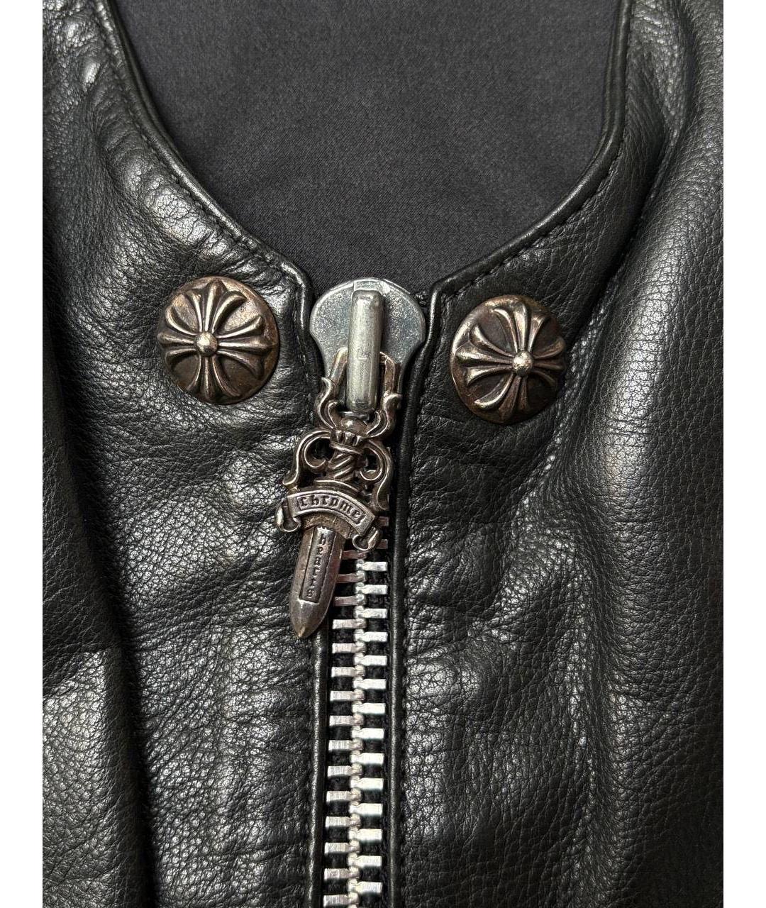 CHROME HEARTS Черный кожаный жилет, фото 4