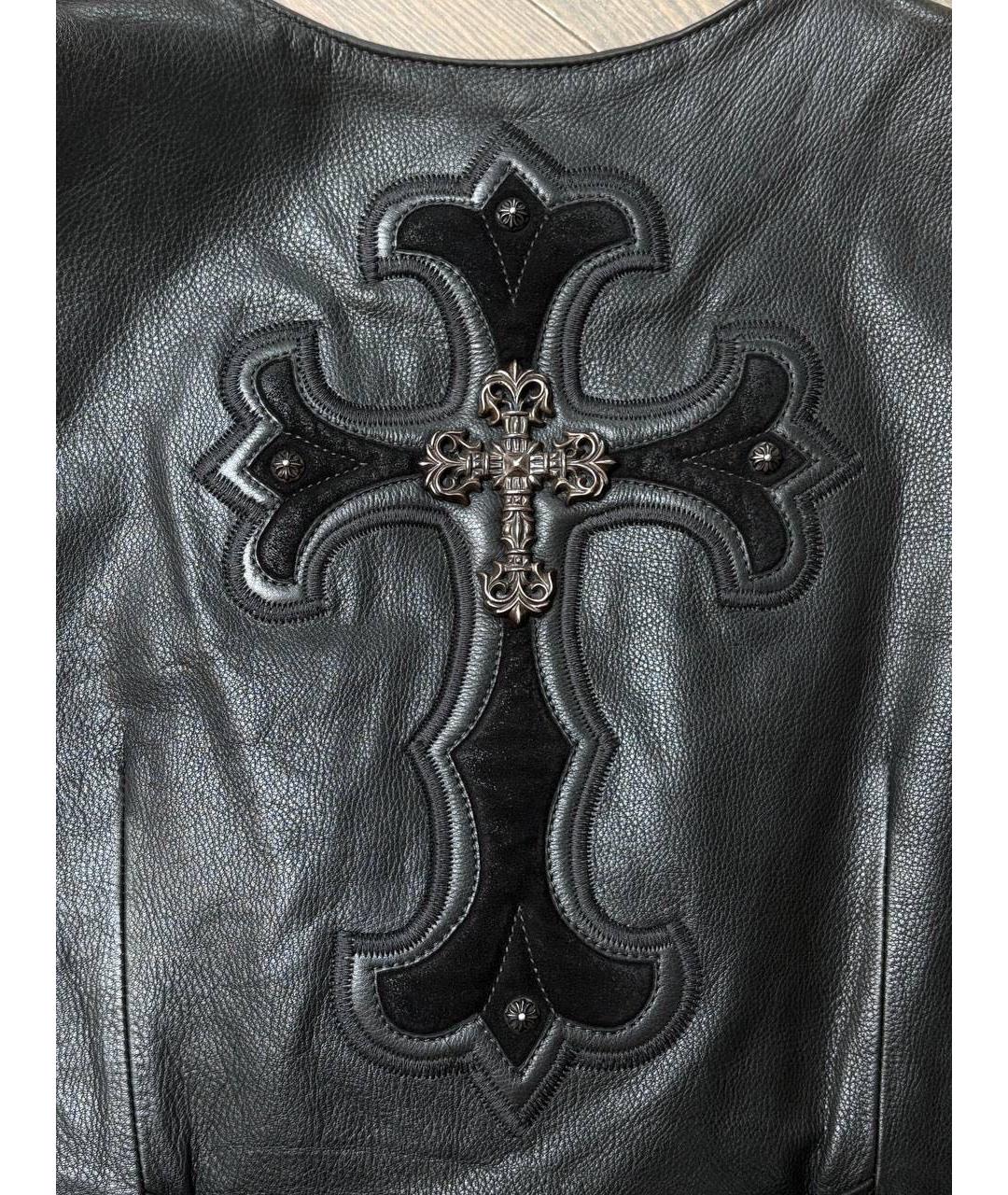 CHROME HEARTS Черный кожаный жилет, фото 3