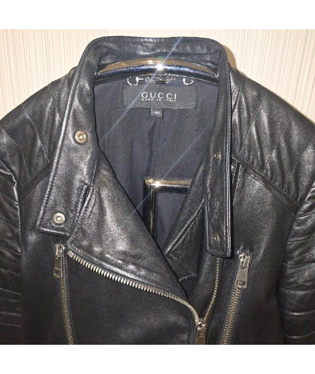 GUCCI Черная кожаная куртка, фото 3