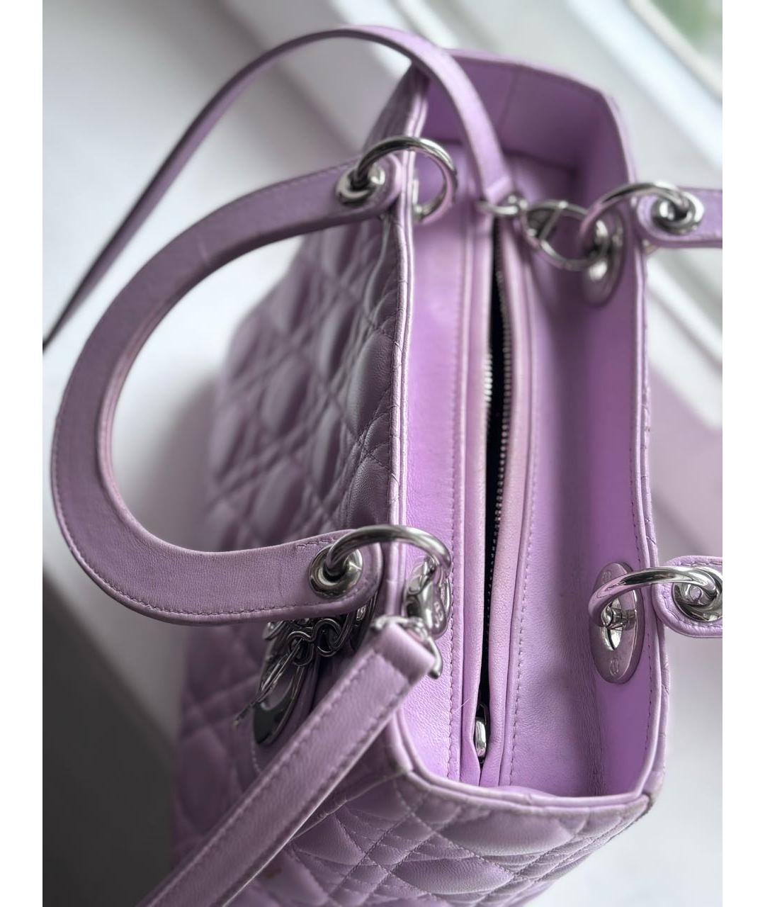 CHRISTIAN DIOR Фиолетовая кожаная сумка тоут, фото 4
