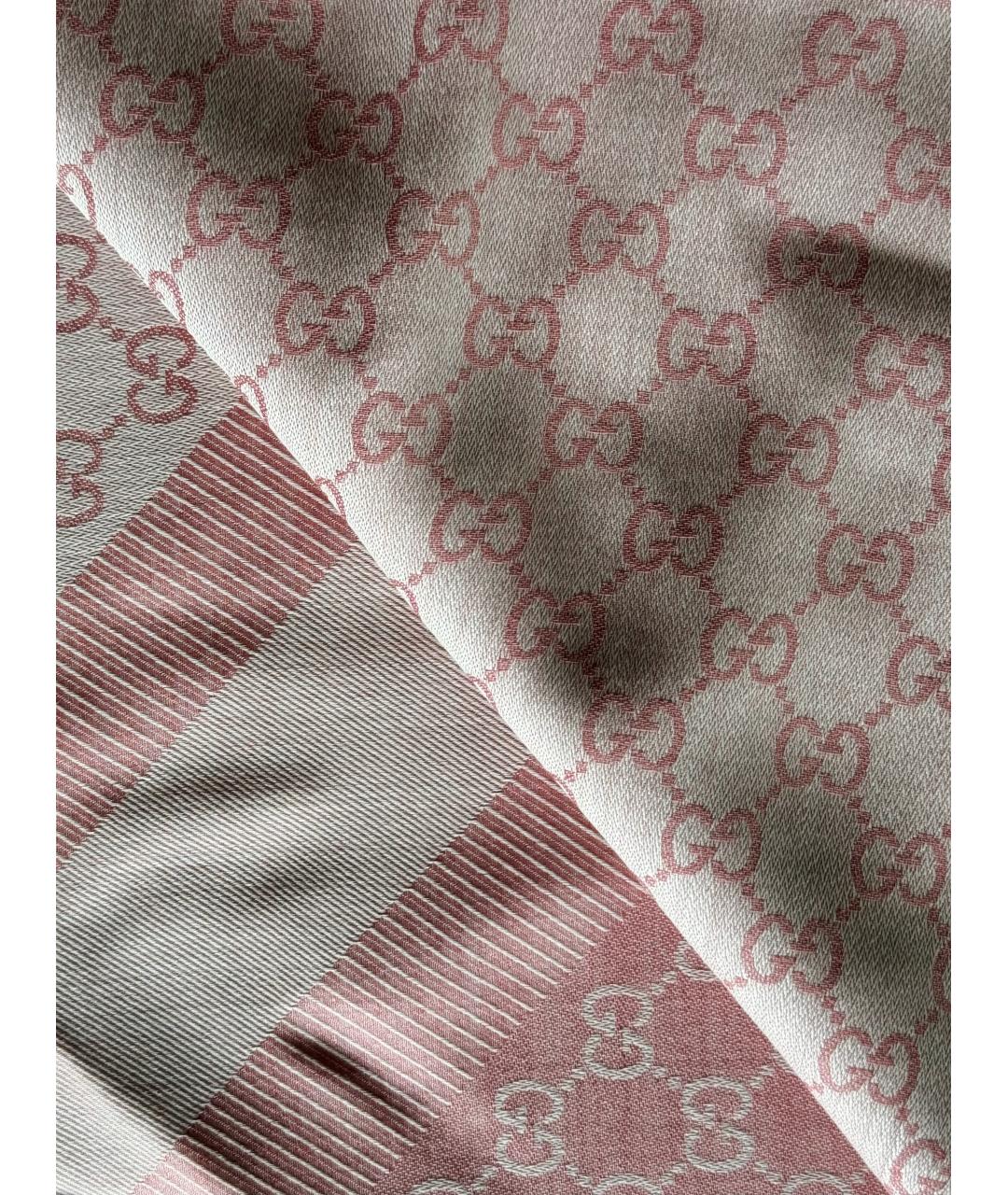 GUCCI Розовый шерстяной платок, фото 3