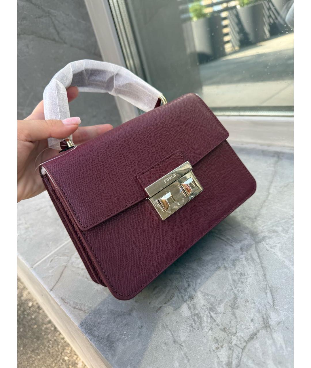 FURLA Бордовая кожаная сумка через плечо, фото 2