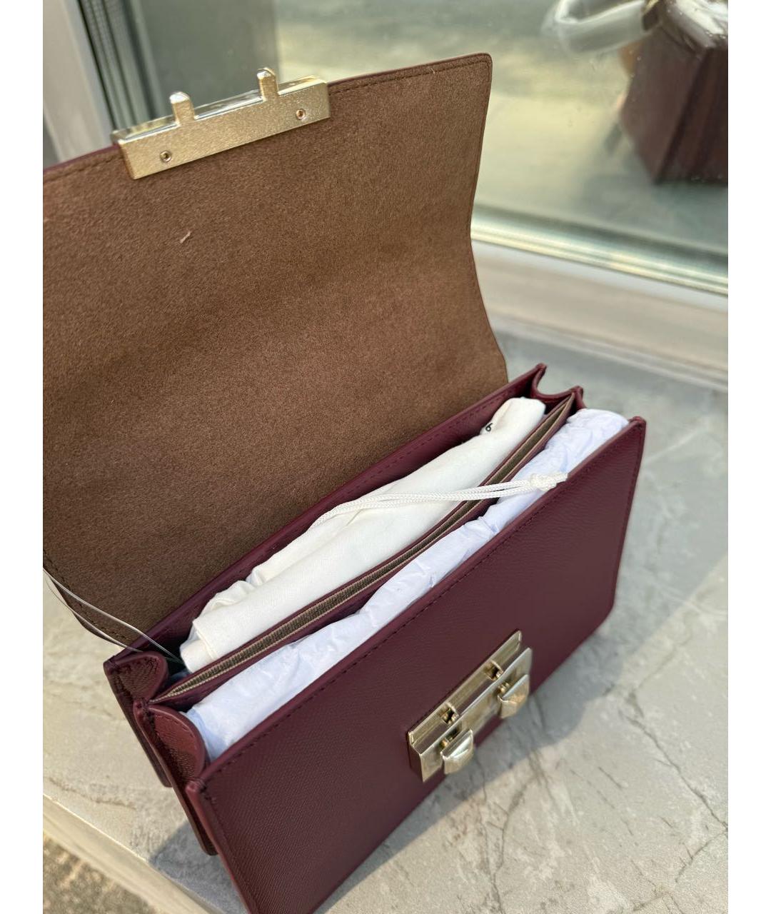 FURLA Бордовая кожаная сумка через плечо, фото 4
