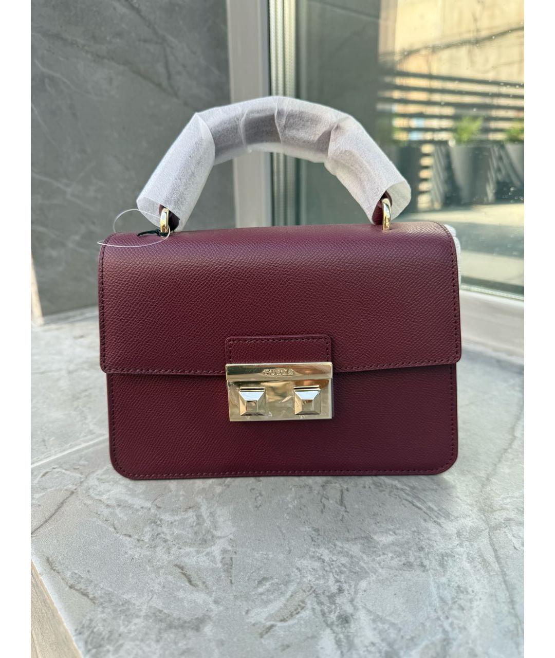 FURLA Бордовая кожаная сумка через плечо, фото 5