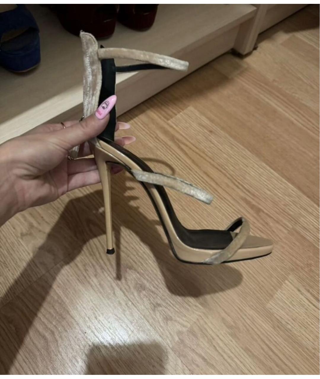 GIUSEPPE ZANOTTI DESIGN Бежевые замшевые босоножки, фото 6
