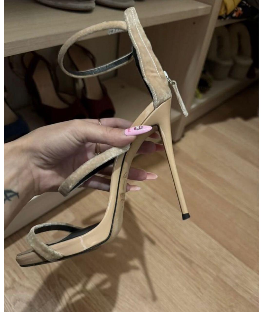 GIUSEPPE ZANOTTI DESIGN Бежевые замшевые босоножки, фото 5