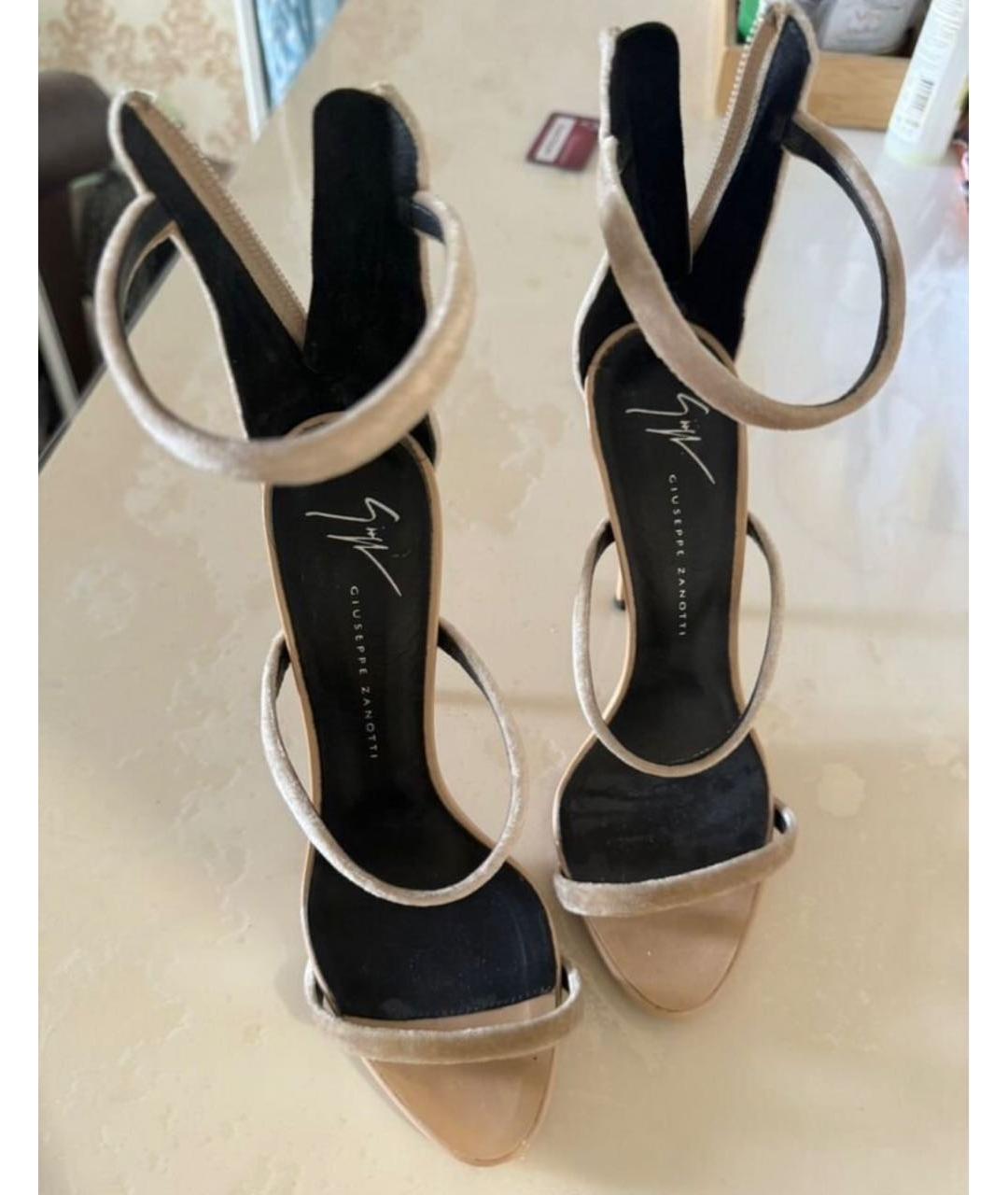 GIUSEPPE ZANOTTI DESIGN Бежевые замшевые босоножки, фото 7