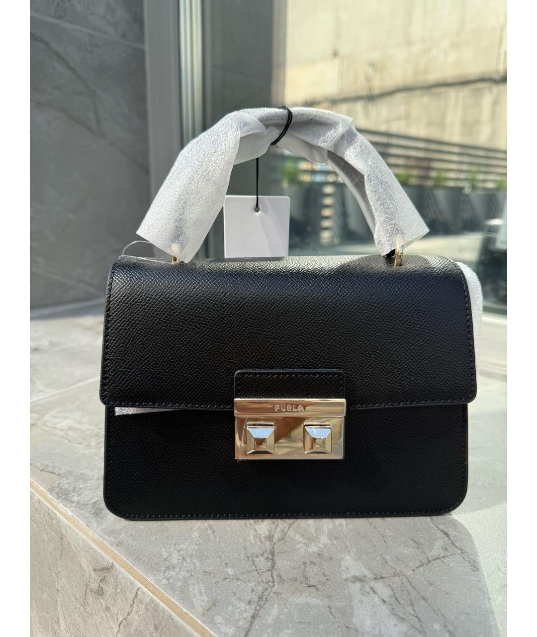 FURLA Черная кожаная сумка через плечо, фото 5