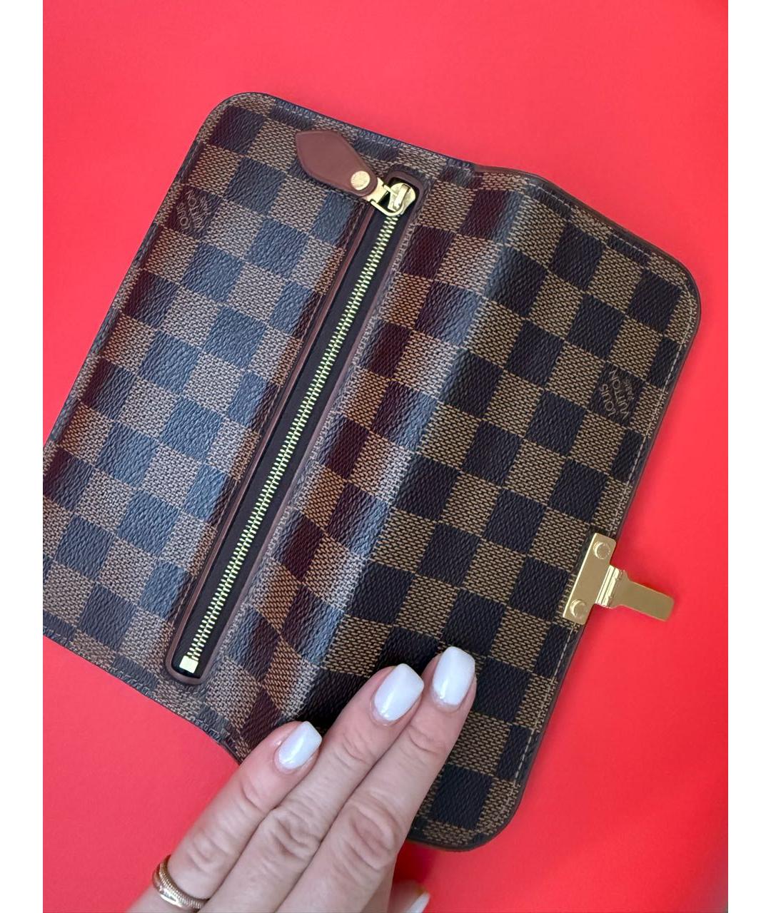 LOUIS VUITTON Коричневый кожаный кошелек, фото 2