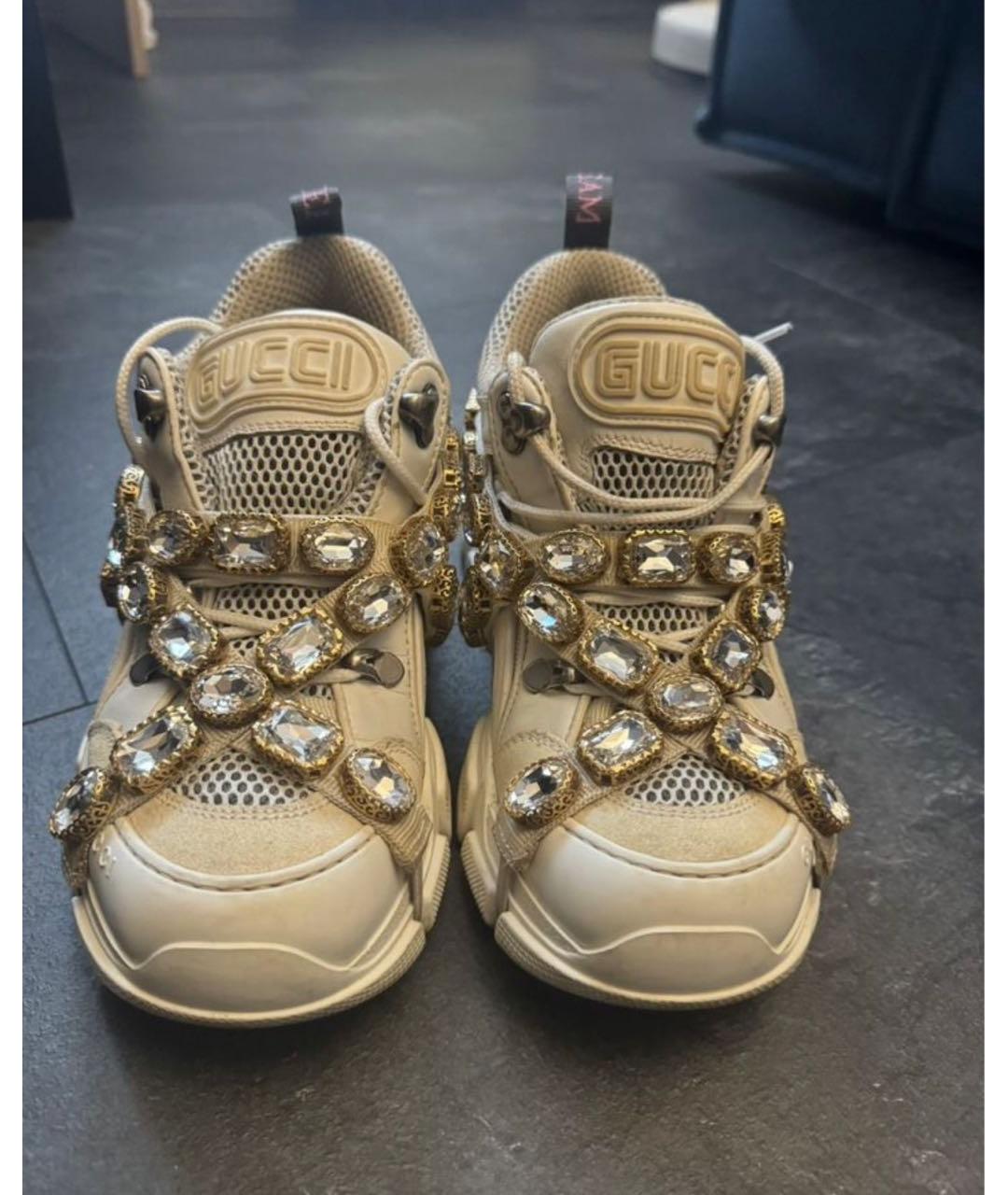 GUCCI Белые кожаные кроссовки, фото 2