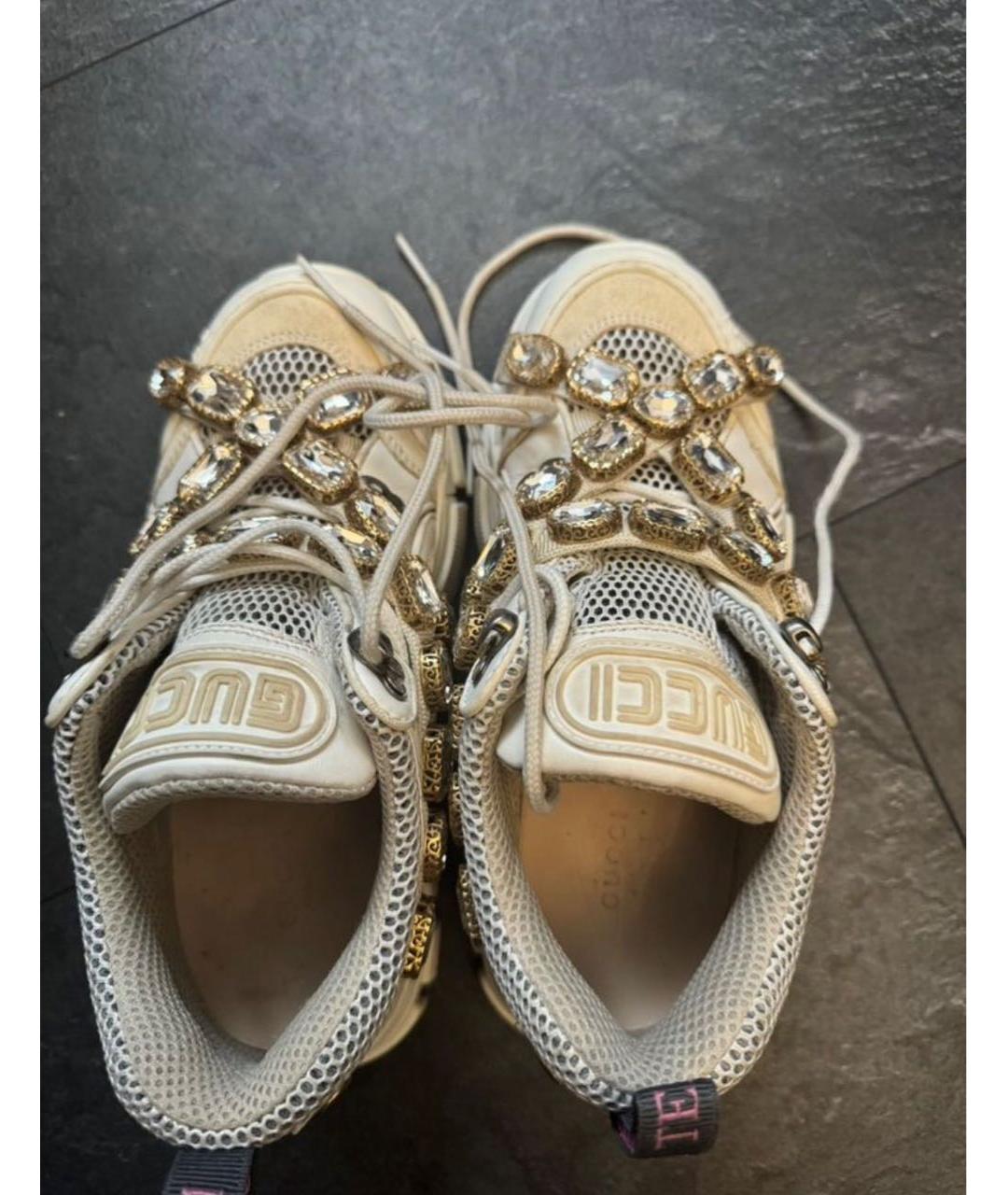 GUCCI Белые кожаные кроссовки, фото 7