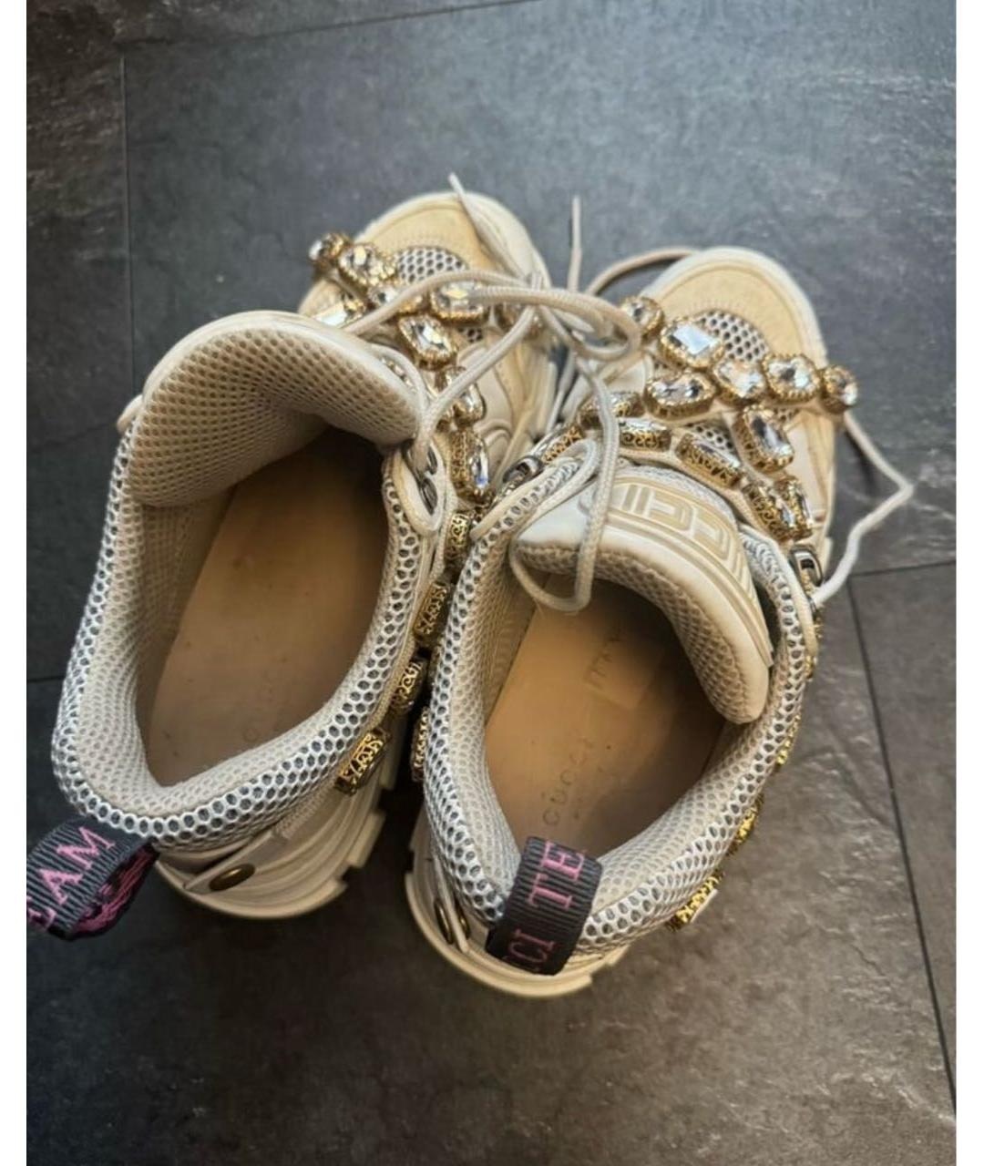 GUCCI Белые кожаные кроссовки, фото 6