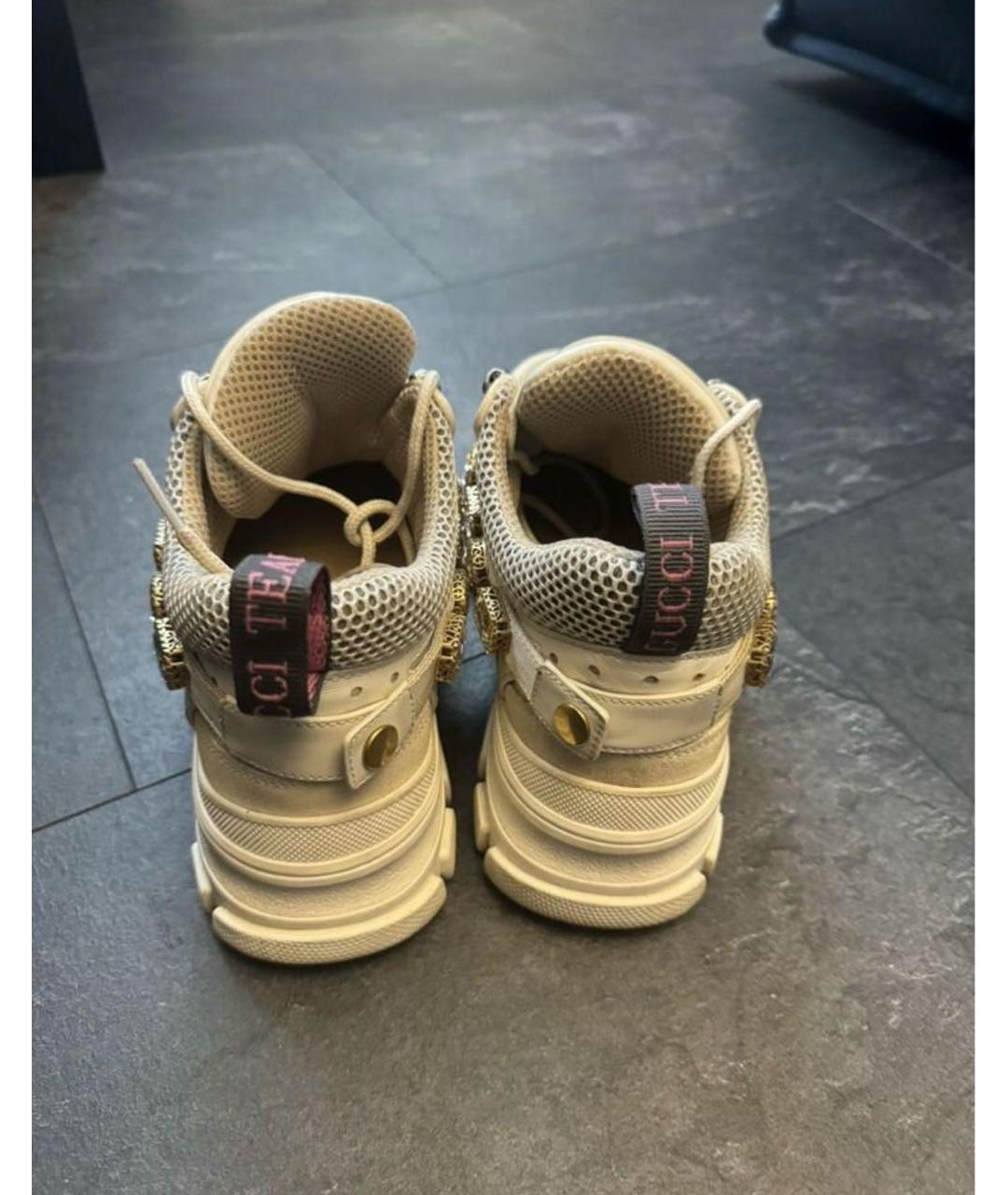 GUCCI Белые кожаные кроссовки, фото 4