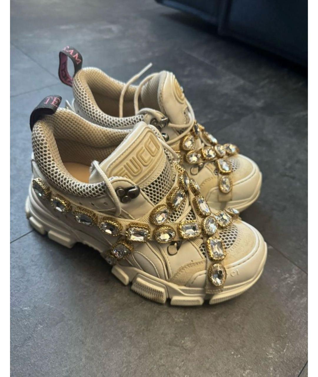 GUCCI Белые кожаные кроссовки, фото 5