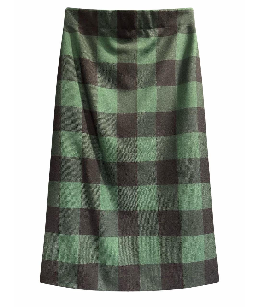 CHRISTIAN DIOR Зеленая шерстяная юбка миди, фото 1
