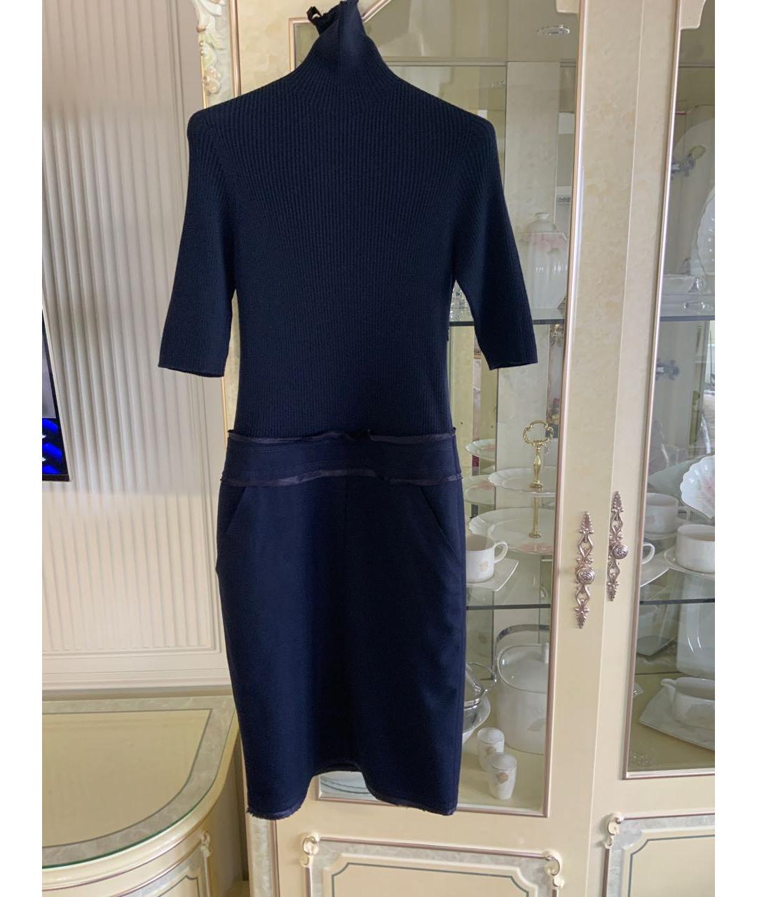 ESCADA Темно-синее шерстяное повседневное платье, фото 8