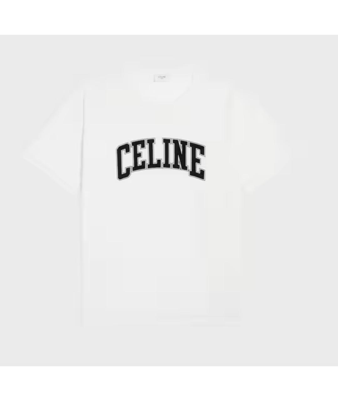 CELINE Белая хлопковая футболка, фото 4