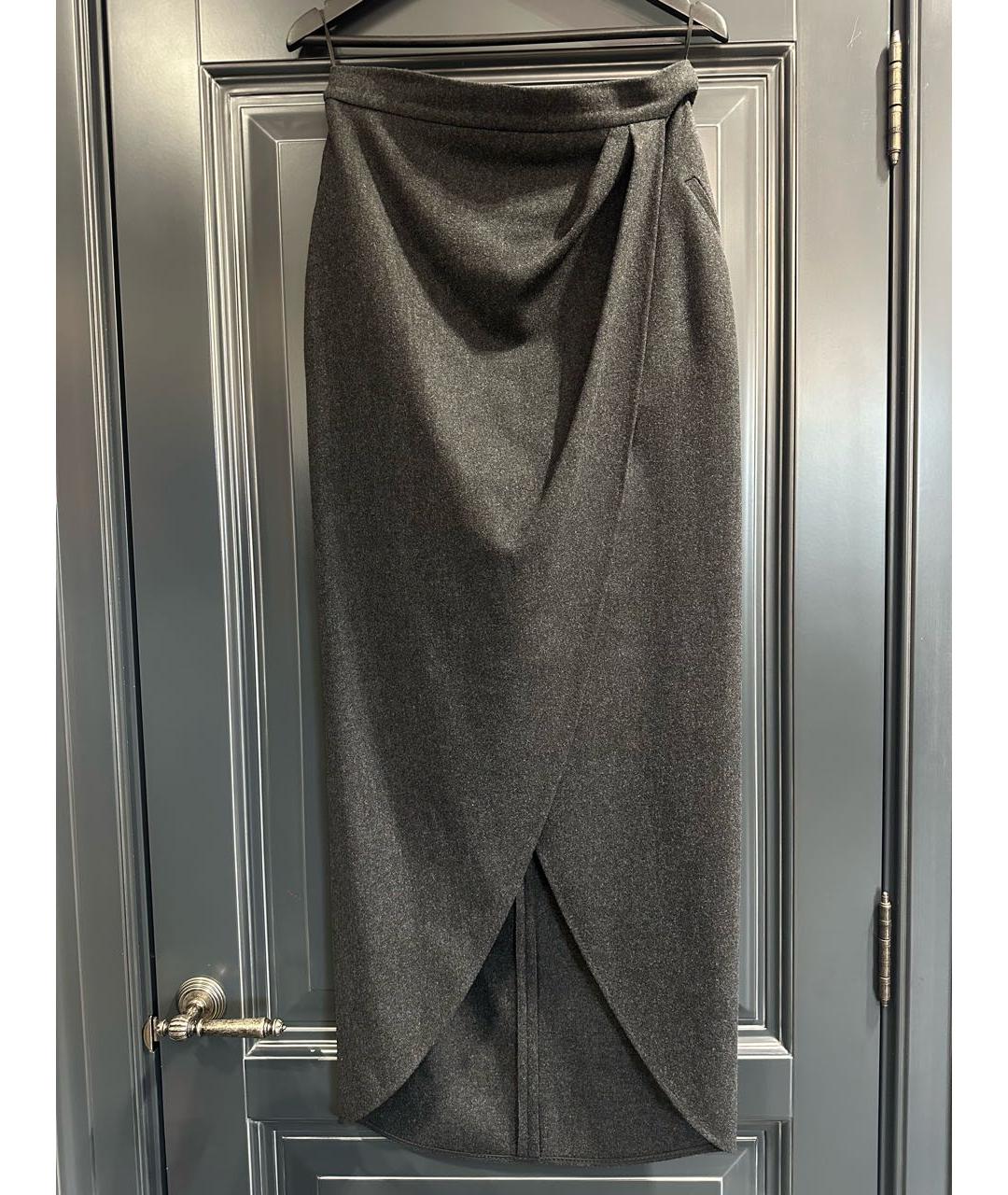 MAX MARA Антрацитовая шерстяная юбка макси, фото 5