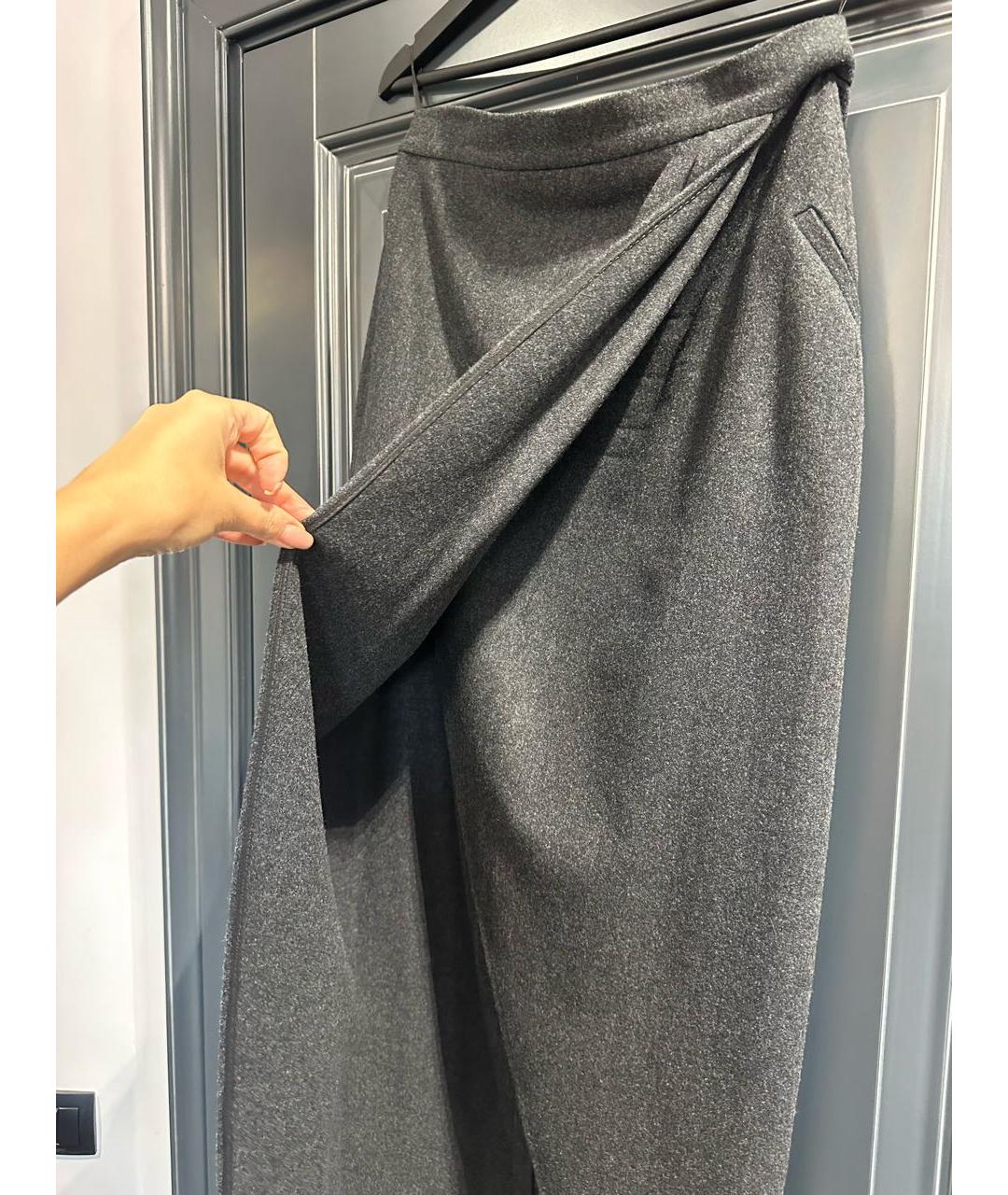 MAX MARA Антрацитовая шерстяная юбка макси, фото 3