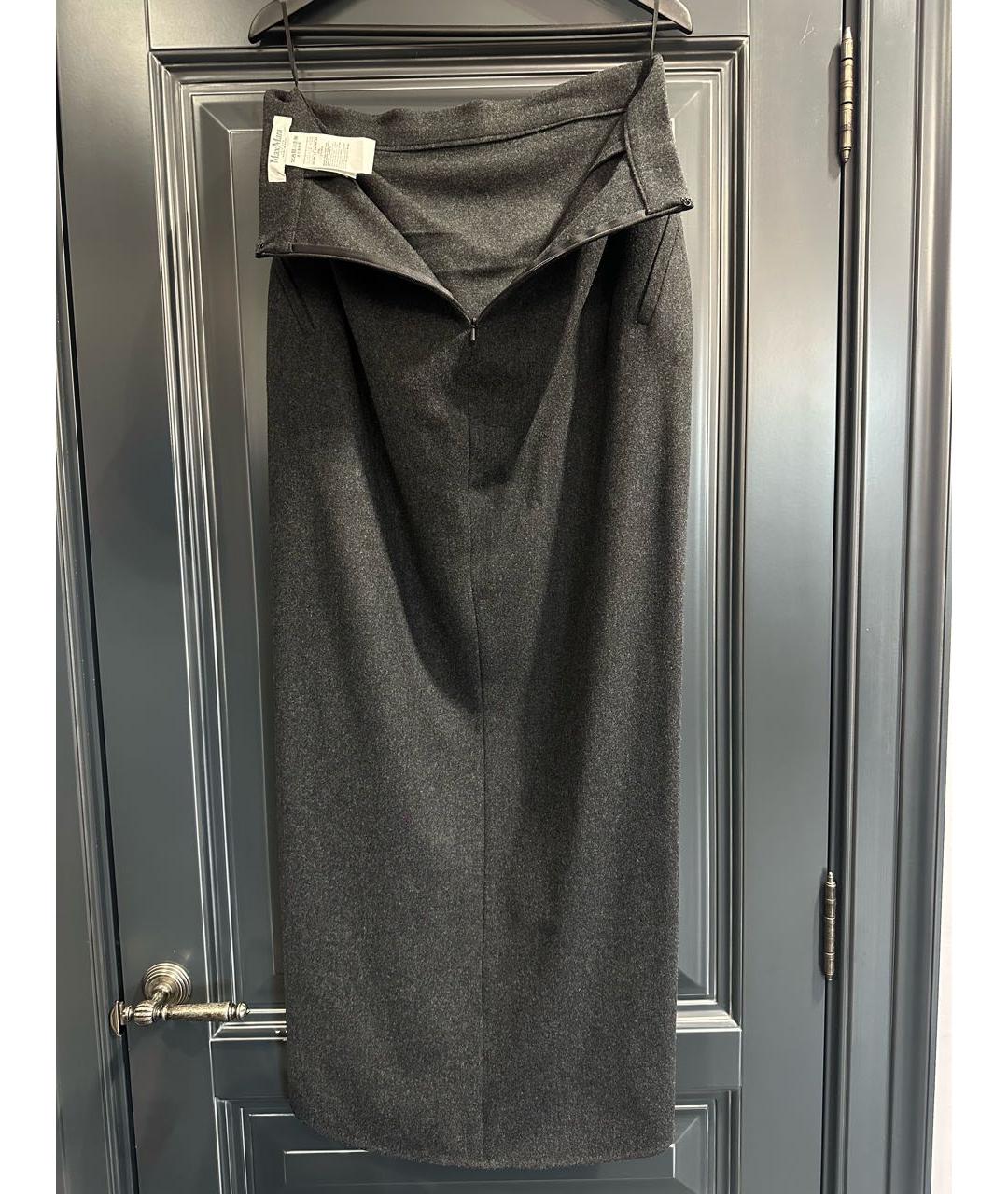 MAX MARA Антрацитовая шерстяная юбка макси, фото 2