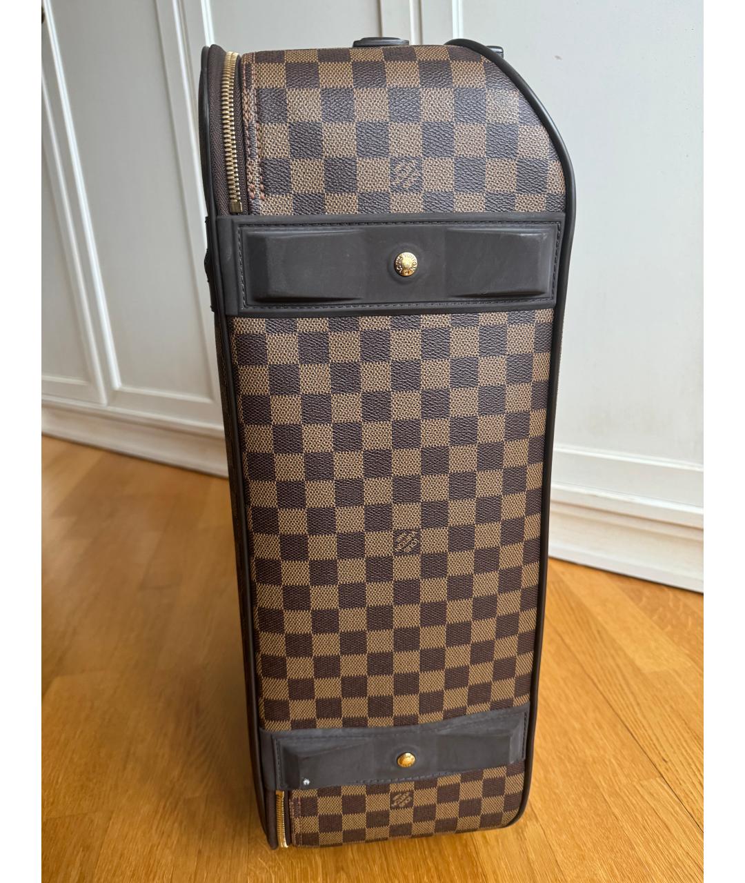 LOUIS VUITTON Коричневый кожаный чемодан, фото 4