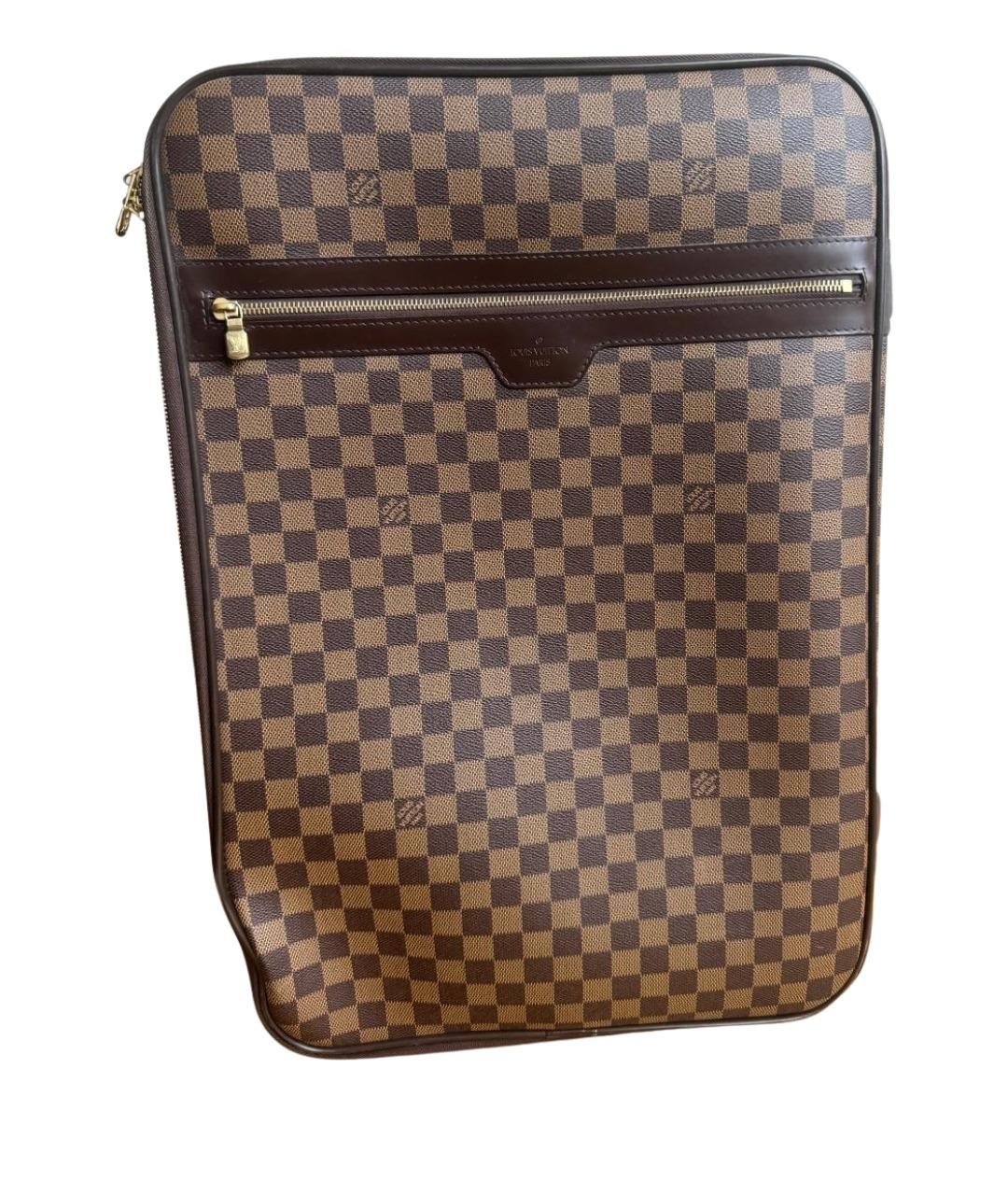 LOUIS VUITTON Коричневый кожаный чемодан, фото 1
