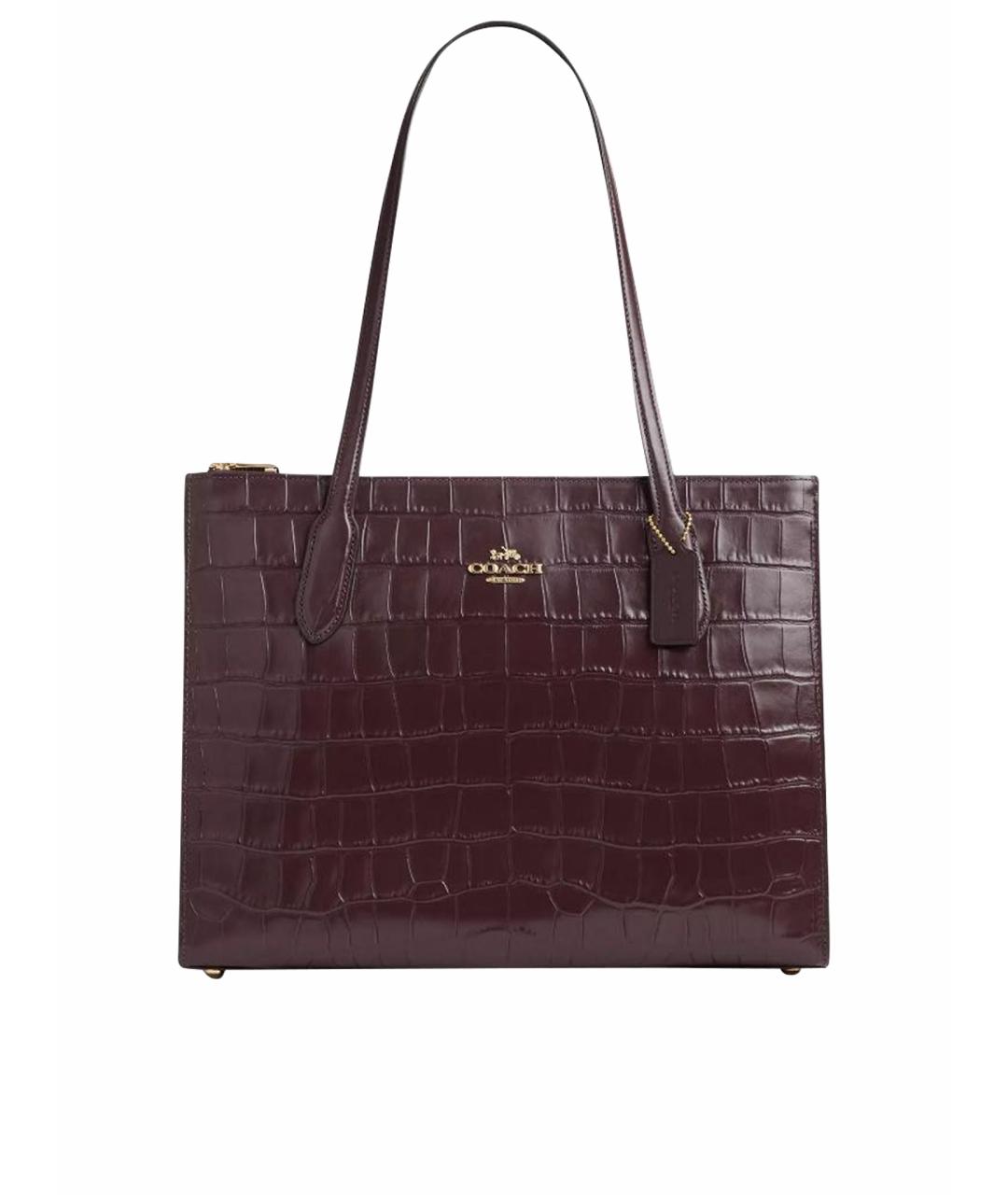COACH Бордовая кожаная сумка тоут, фото 6
